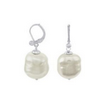 White Baroque Eurowire Silver Earrings